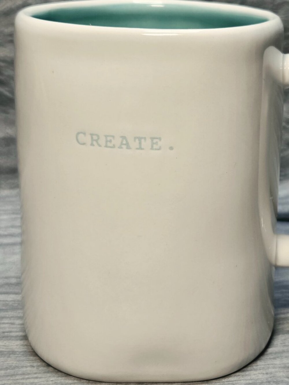 Vintage HTF RAE DUNN Magenta Artisan Coffee Tea Cocoa Mug CREATE  Teal and White